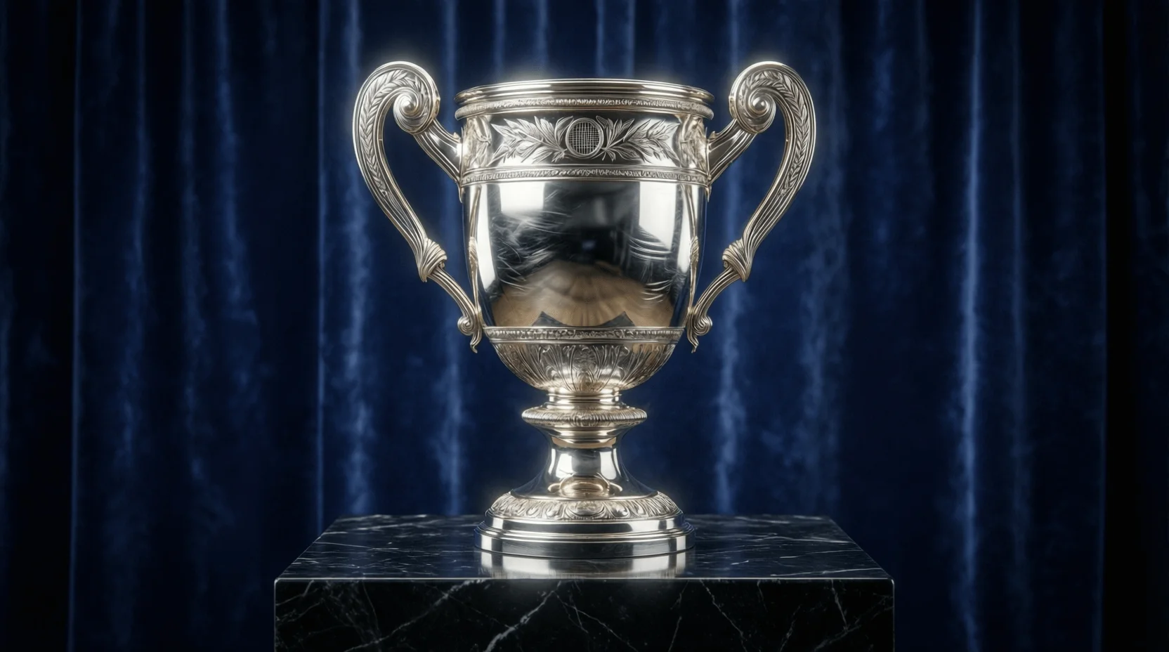 Trofeo di un torneo di tennis Grand Slam su piedistallo