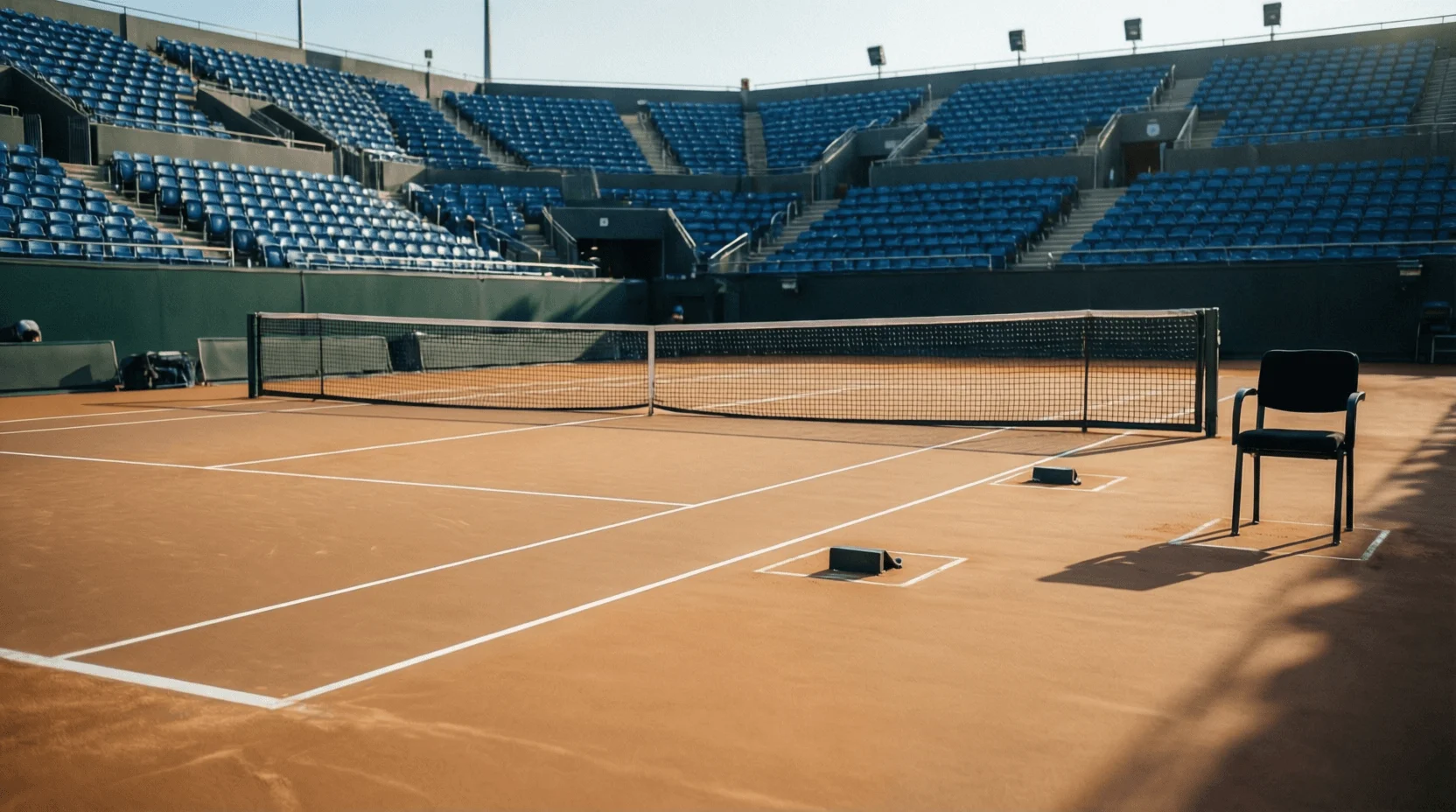 Campo da tennis vuoto prima dell'inizio della partita