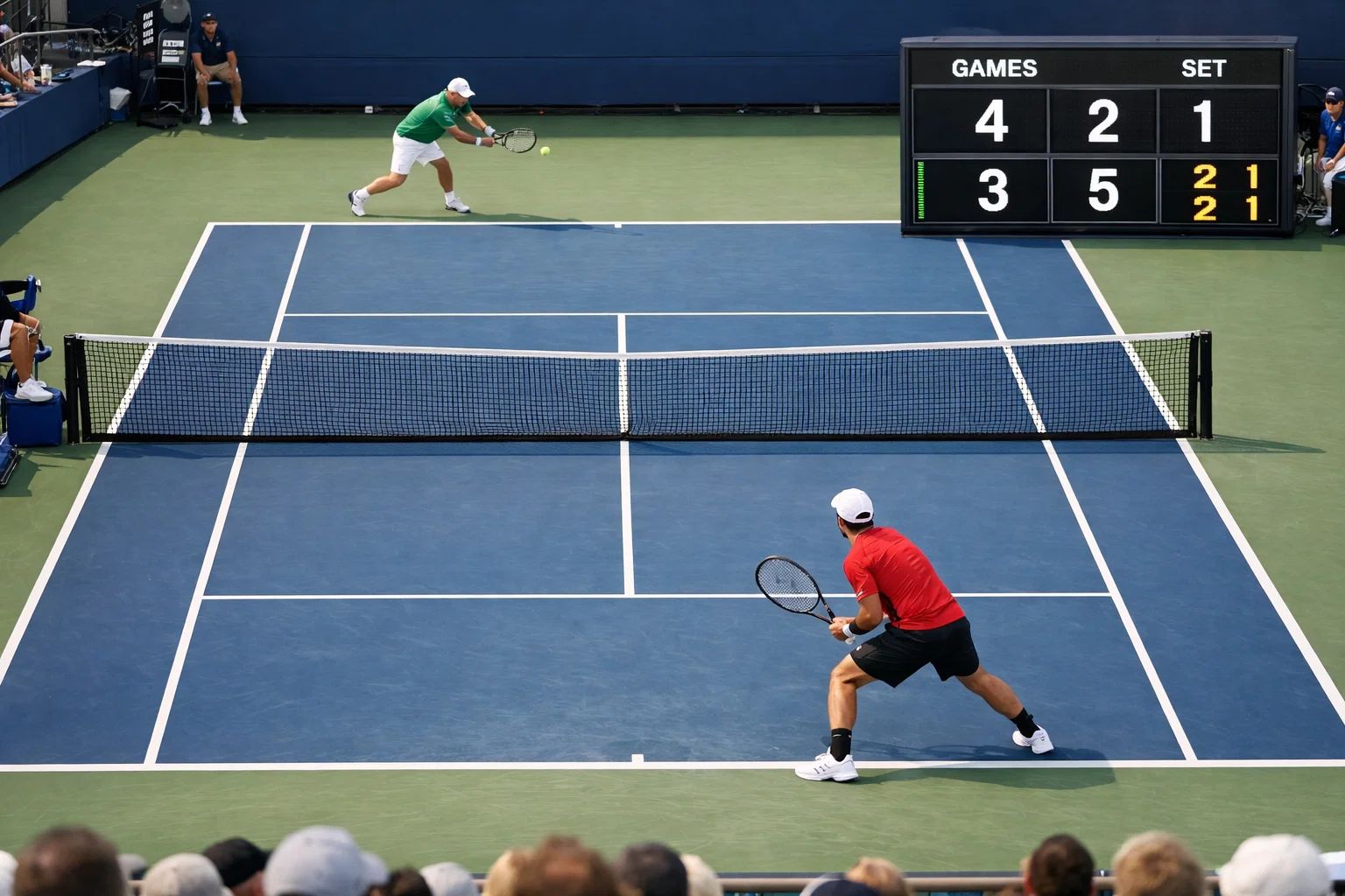 Tabellone segnapunti tennis durante una partita lunga